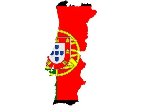 Flag in form form of the geographical country Portugal Southern Europe Europe Stock Illustration