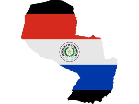 Flag in form form of the geographical country Paraguay Latin America and the Stock Illustration