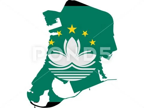 Flag in form form of the geographical country Macao Eastern Asia Asia ...