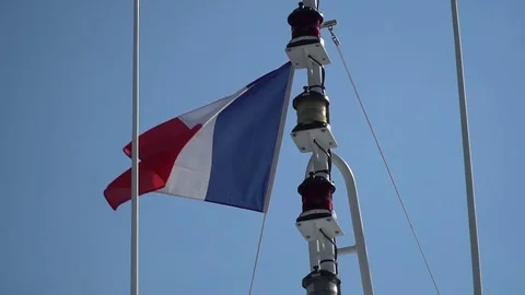 Flag of France fluttering in the wind Stock Footage 75001953