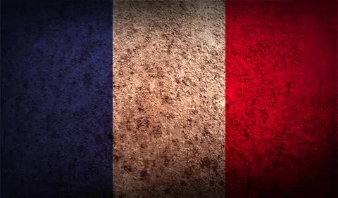 Flag of France with old texture. Vector Illustrazione stock