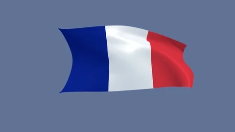 Flag of France waving in the wind, loopable and with alpha channel embedded Stock Footage 104980795