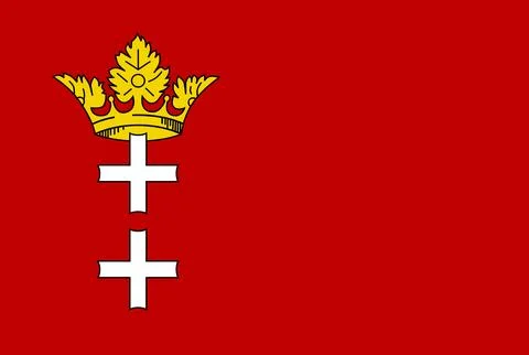 Flag of the Free City of Danzig  Historical Red Banner with Two Golden Cros.. Stock Illustration