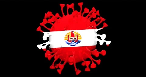 Flag of French Polynesia on Seamless looping 3D animation of the Corona Virus Video stock 167324009