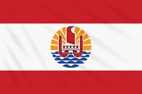 Flag French Polynesia swaying in wind, vector Stock Illustration