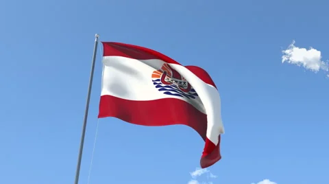 The flag of French Polynesia Waving on the Wind. Stock Footage 40751047