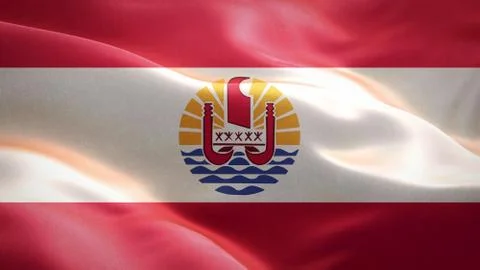 Flag of French Polynesia waving in the wind. 3D Waving flag design. Stock Illustration