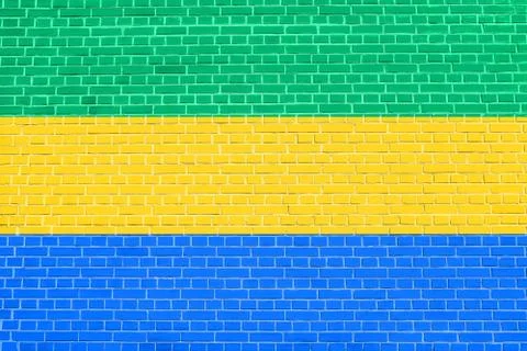 Flag of Gabon on brick wall texture background イラスト素材