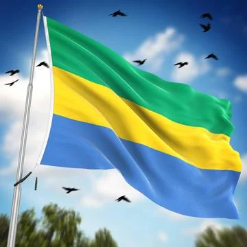 Flag of Gabon Flag of Gabon , This is a computer generated and 3d rendered... Stock Photos