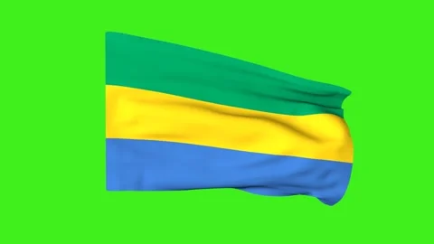 Flag of Gabon on a green background. 3D animation. Stock Footage 301217854