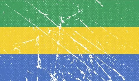 Flag of Gabon with old texture. Stock Illustration