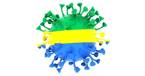 Flag of Gabon on Seamless looping 3D animation of the covid-19 Corona Virus Stock Footage 166462132