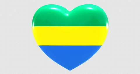 Flag of Gabon on turning Heart 3D Loop Animation with Alpha Channel 4K UHD 60FPS Video stock 168822883