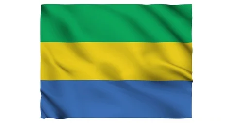 Flag of Gabon waving on a samless loop over an easily removable background Stock Footage 98371595