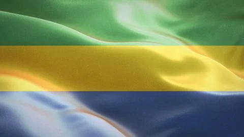 Flag of Gabon waving in the wind. 3D Waving flag design. Stock Illustration