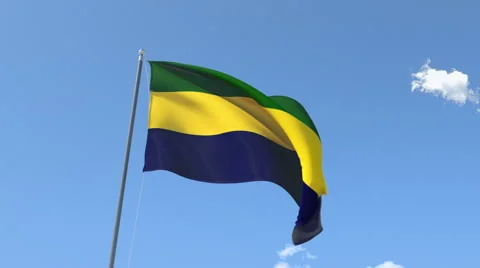 The flag of Gabon Waving on the Wind. Stock Footage 40751937