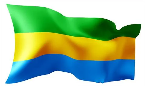 Flag of the Gabon waving in the wind. Ilustração Stock