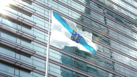 Flag of Galicia Stock Footage 343557051