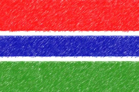 Flag of Gambia background o texture, color pencil effect. Stock Illustration