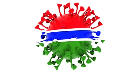 Flag of the Gambia on Seamless looping 3D animation of the covid-19 Corona Virus Stock Footage 166462141