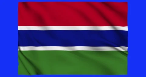 Flag of Gambia waving on a samless loop over an easily removable background Stock Footage 98371587