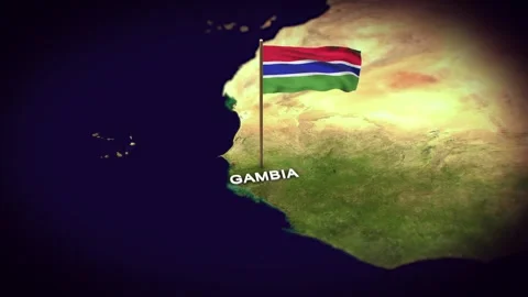 The Flag of Gambia on the World Map, Gambia map with flag 3d animation Stock Footage 306601774