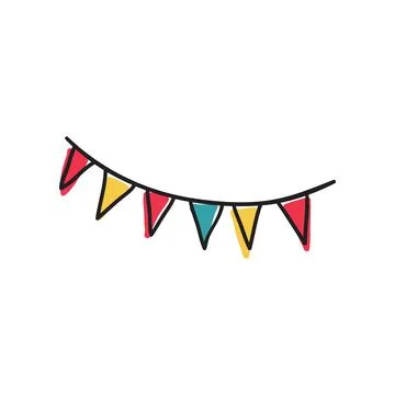 Flag garland cute vector doodle illustration Stock Illustration