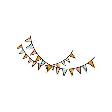Flag garland cute vector doodle illustration Stock Illustration
