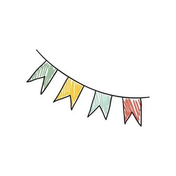 Flag garland cute vector doodle illustration Stock Illustration