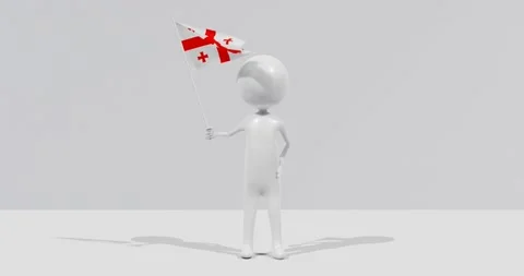 Flag of Georgia. 3D Character holding and waving flag 4K UHD 60FPS Stock Footage 224516206