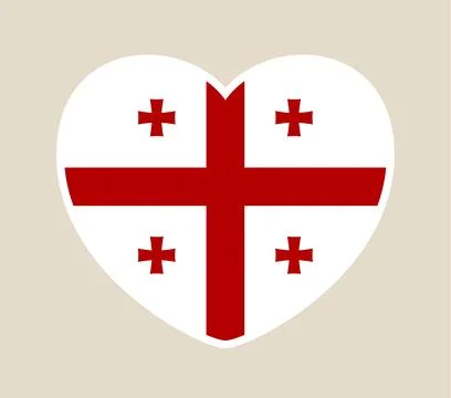 Flag of Georgia designed within a heart shape vector icon representing nati.. Stock Illustration