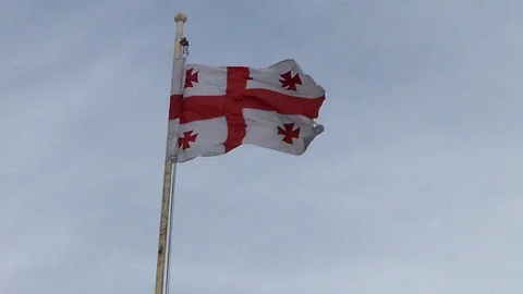 Flag of Georgia fluttering in the wind Stock Footage 112542601