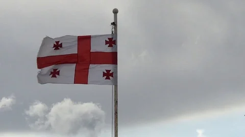 Flag of Georgia fluttering in the wind 動画素材 112542625