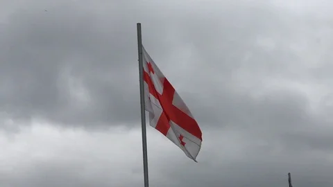 Flag of Georgia fluttering in the wind Video stock 112542856