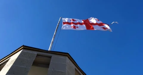 The flag of Georgia is fluttering in the wind Stock Footage 275611621