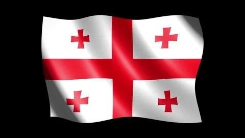 Flag of Georgia isolated on alpha channel, seamless looping Stock Footage 73372147