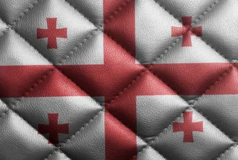 Flag of Georgia on leather texture Foto stock