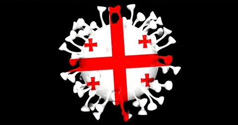 Flag of Georgia on Seamless looping 3D animation of the covid-19 Corona Virus Video stock 166462155