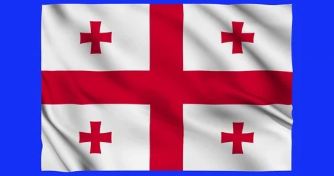 Flag of Georgia waving on a samless loop over an easily removable background Stock Footage 98371623