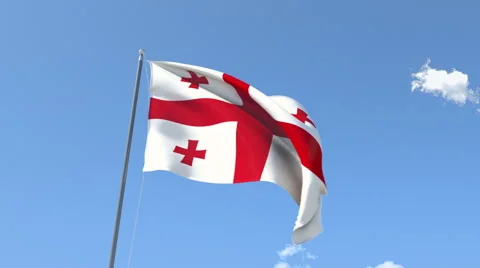 The flag of Georgia Waving on the Wind. Video stock 40770273
