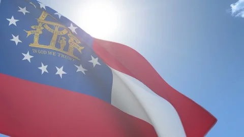 Flag of Georgia Waving in the Wind Stock Footage 93850038