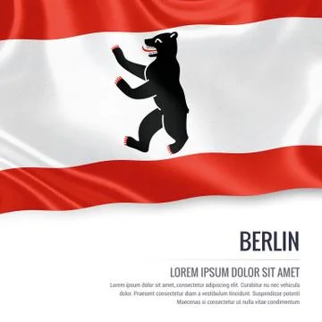 Flag of German state Berlin waving on an isolated white background. State n.. Stock Illustration