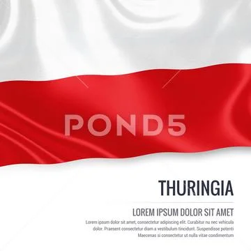 Flag of German state Thuringia waving on an isolated white background. Ilustraciones de archivo