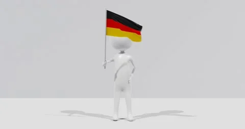 Flag of Germany . 3D Character holding and waving Portuguese flag 4K UHD 60FPS Stock Footage 222427151