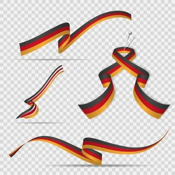 Flag of Germany. 3rd of October. Set of realistic wavy ribbons in colors of Stock Illustration