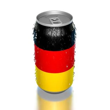 Flag of Germany on beverage can with droplets Stock Illustration