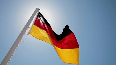 Flag of germany develops in the wind Stock Footage 110201625