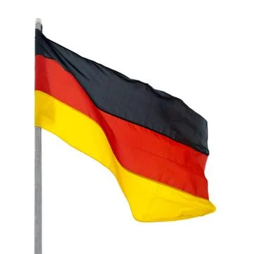 Flag of germany, fluttered in the wind. Stock Photos