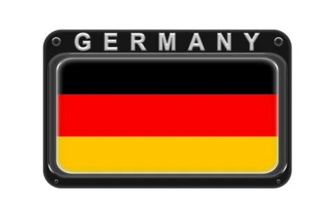 The flag of Germany in the frame with rivets on white background Stock Illustration