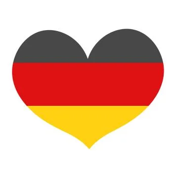 Flag of Germany in a heart shape icon flat style. Isolated on white backgroun Stock Illustration